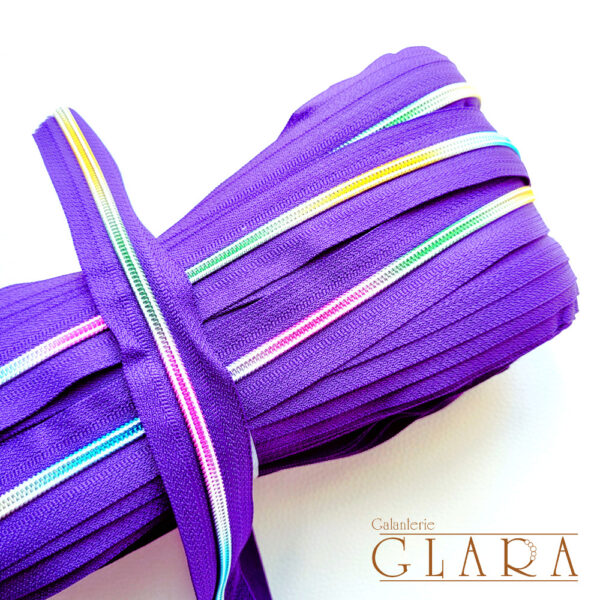 metrazovy zip fialovy duhovy